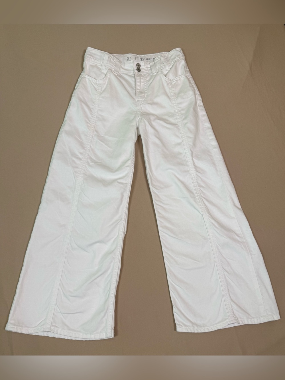 GAP Kids, Girls, High Stride Ankle Flair Jeans, White, Size 12.